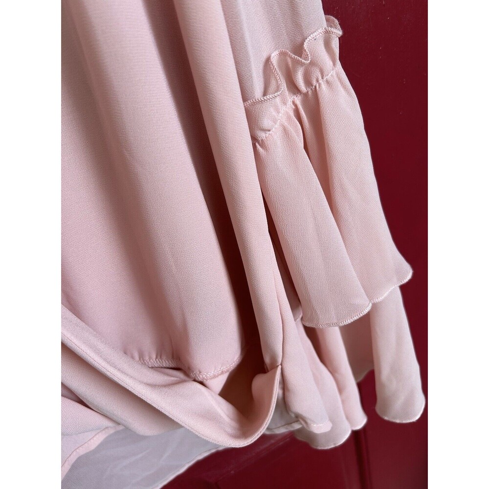 NWT Marled Blush Pink V-Neck Ruffled Sleeve Blouse - Picture 4 of 10